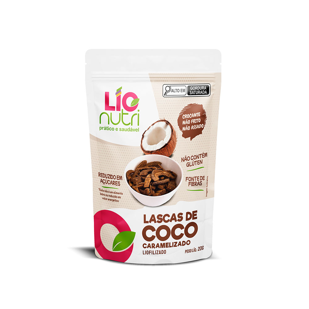 Lascas de Coco Caramelizado e Liofilizado - 20 gramas