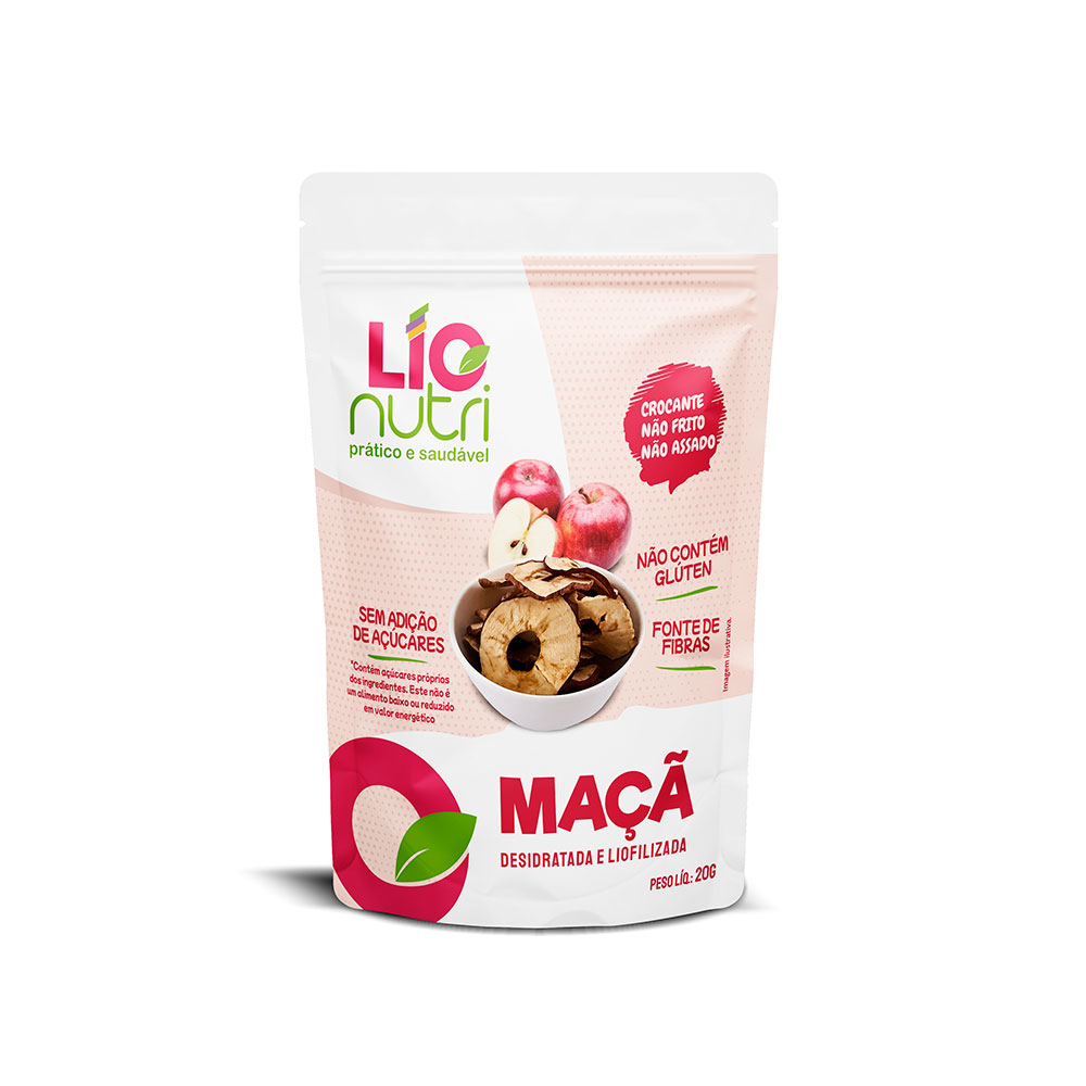 Maçã desidratada e Liofilizada - 20 gramas
